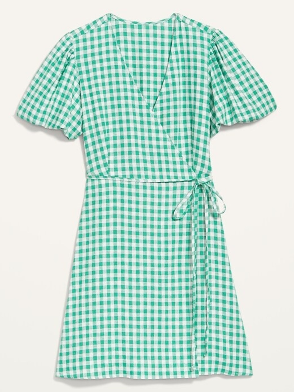 Old Navy Green Gingham Wrap Midi Dress